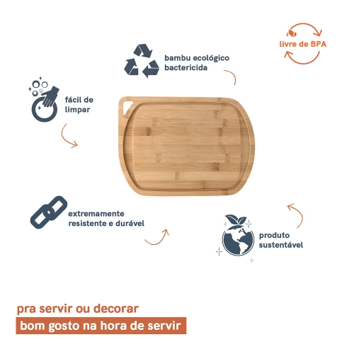Tábua para Churrasco em Bambu com Alça 32x24cm