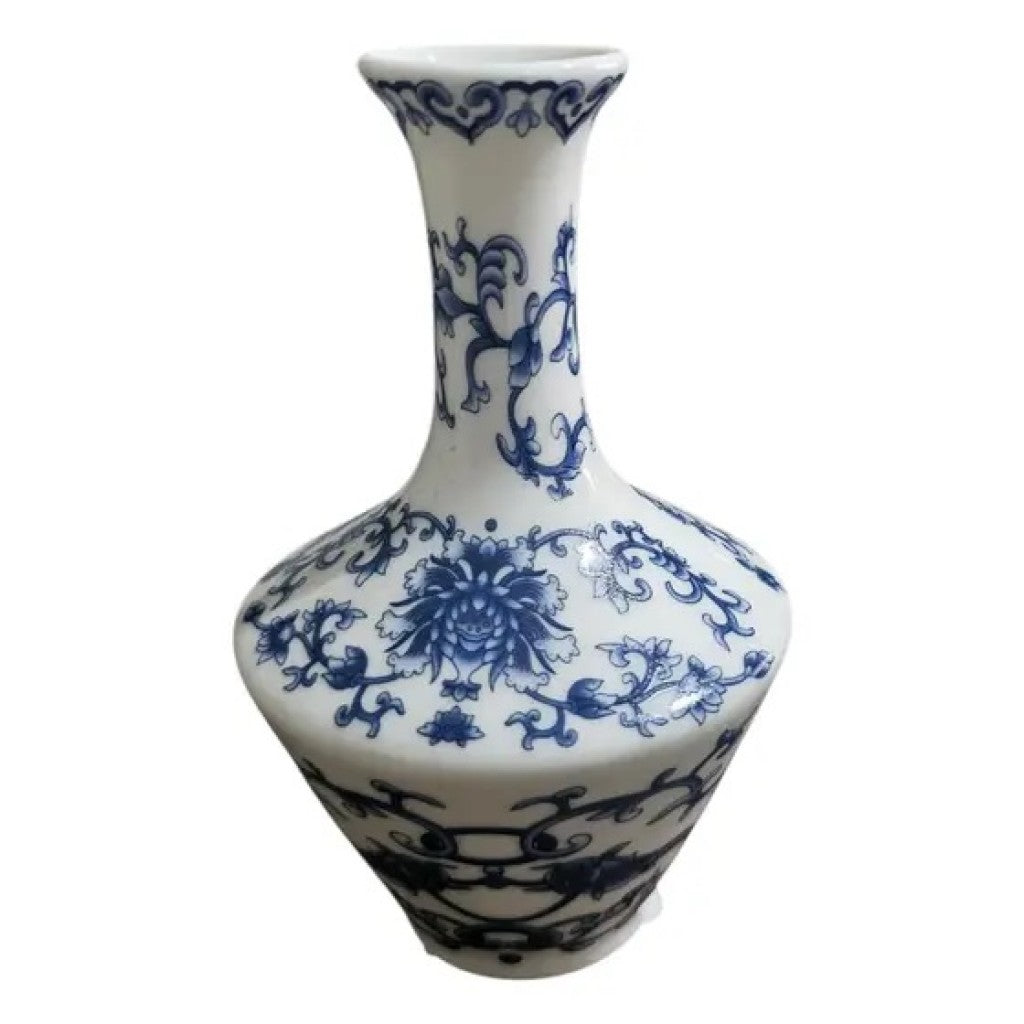 Vaso de Porcelana Azul e Branco 8x12cm MVSO-20 Martins
