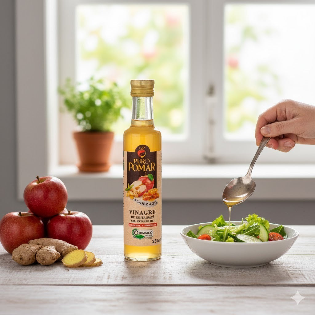 Vinagre de Maçã com Extrato de Gengibre e Própolis 250ml Puro Pomar