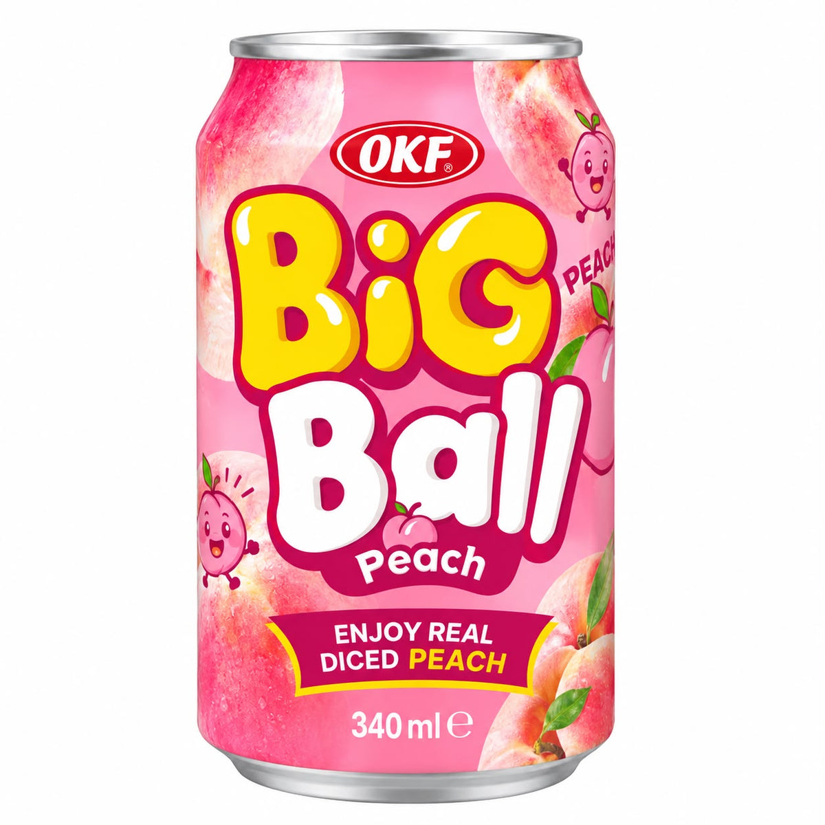 REFRIGERANTE COREANO BIG BALL SABOR PESSEGO 340ML OKF