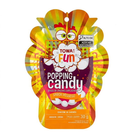 Popping Candy Pêssego Towa Fun 30g com 20 Sachês Explosivo