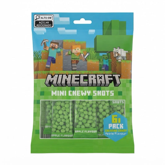 BALAS MINI MINECRAFT SABOR MAÇA 90G CHEWY SHOTS