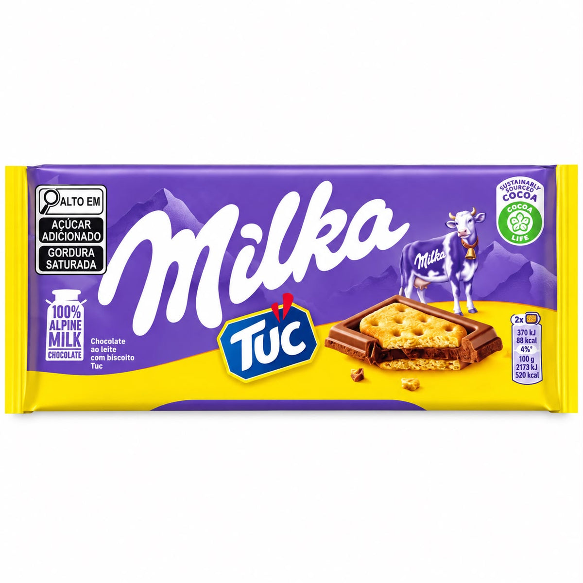 BARRA DE CHOCOLATE AO LEITE COM CAMADA DE BOLACHA SALGADA TUC 87G MILKA