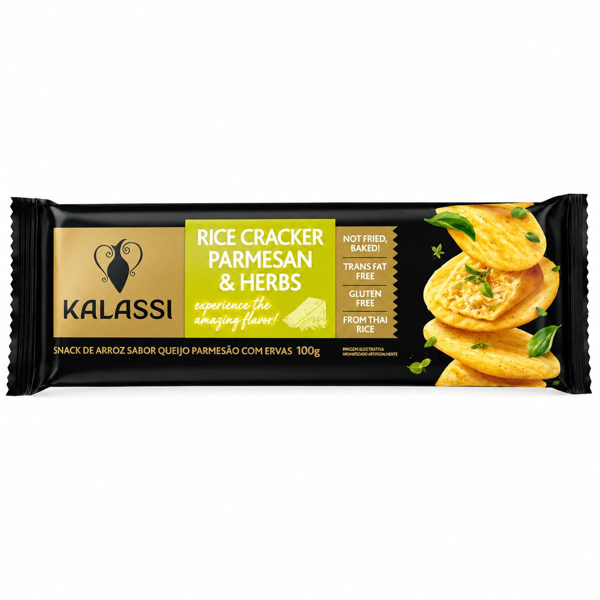 SNACK DE ARROZ SABOR QUEIJO PARMESAO COM ERVAS 100G KALASSI