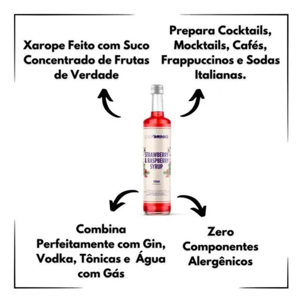 Xarope sabor Morango e Framboesa 500ml Easy Drinks