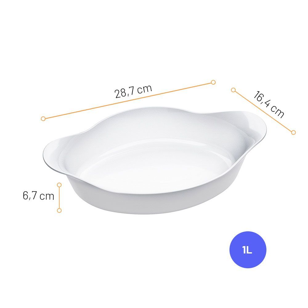 Assadeira Oval Media Opaline 1000ml
