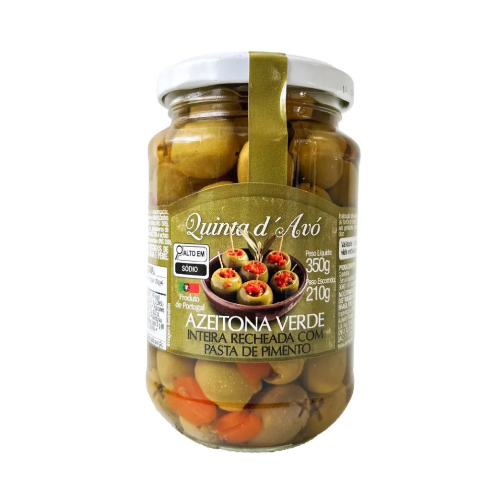 Azeitona Verde Recheada com Pasta de Pimento 350g Quinta D Avó