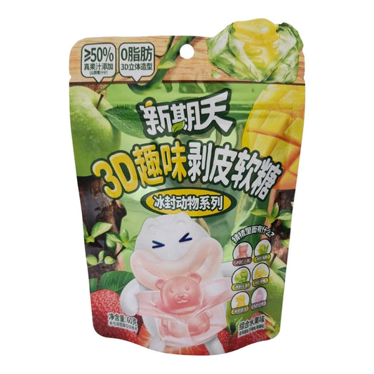 Bala de Goma 3D Sabor Frutas Mistas 60g Xinqitian