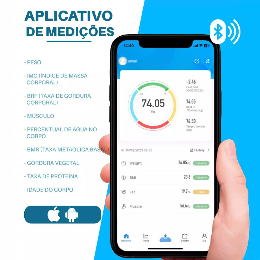 Balança de Peso Bioimpedância Dolce Home