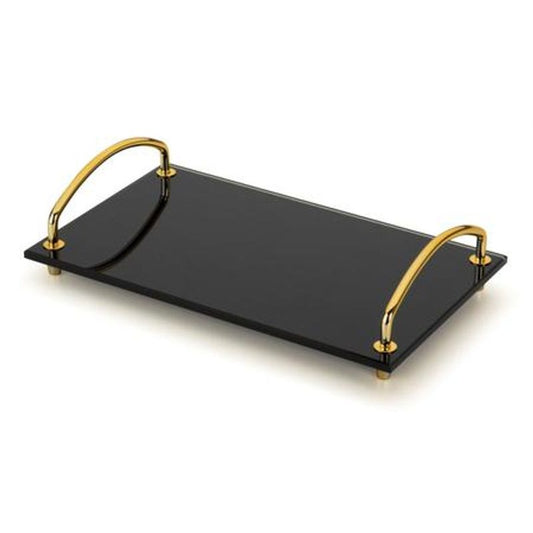 Bandeja Organizadora de Vidro Preta para Bancadas 15x25cm