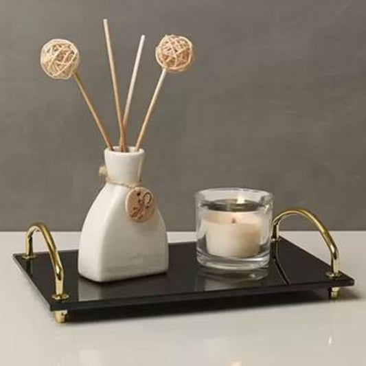 Bandeja Organizadora de Vidro Preta para Bancadas 15x25cm