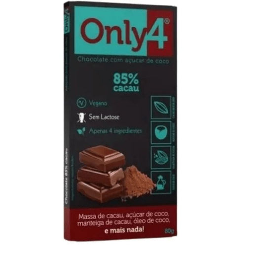 Barra de Chocolate 85% Cacau com Açucar de Coco 80g