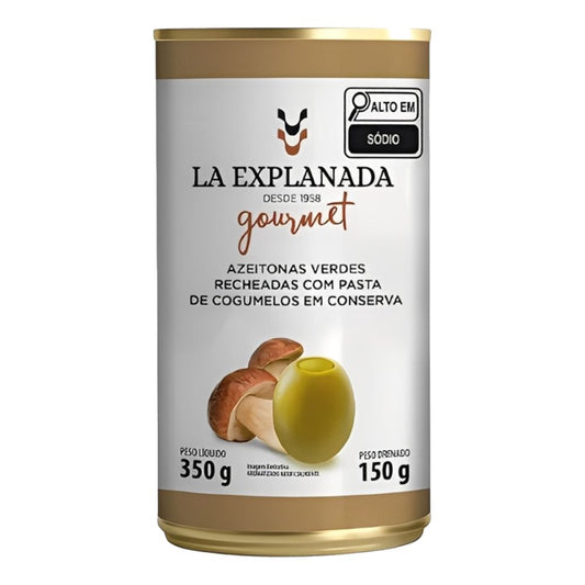 Azeitonas Verdes Recheadas com Pasta de Cogumelos em Conserva 350g La Explanada