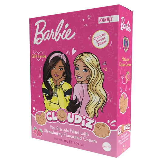 Biscoitos Recheados com Creme de Cacau/Creme de Morango Barbie 30g Cloudiz