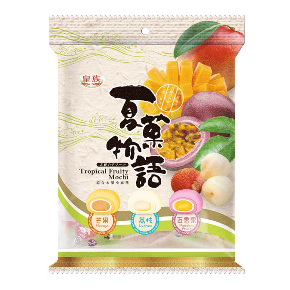 Bolinho de Arroz Mochi Com Recheio de Frutas Tropicais 120g Royal Family