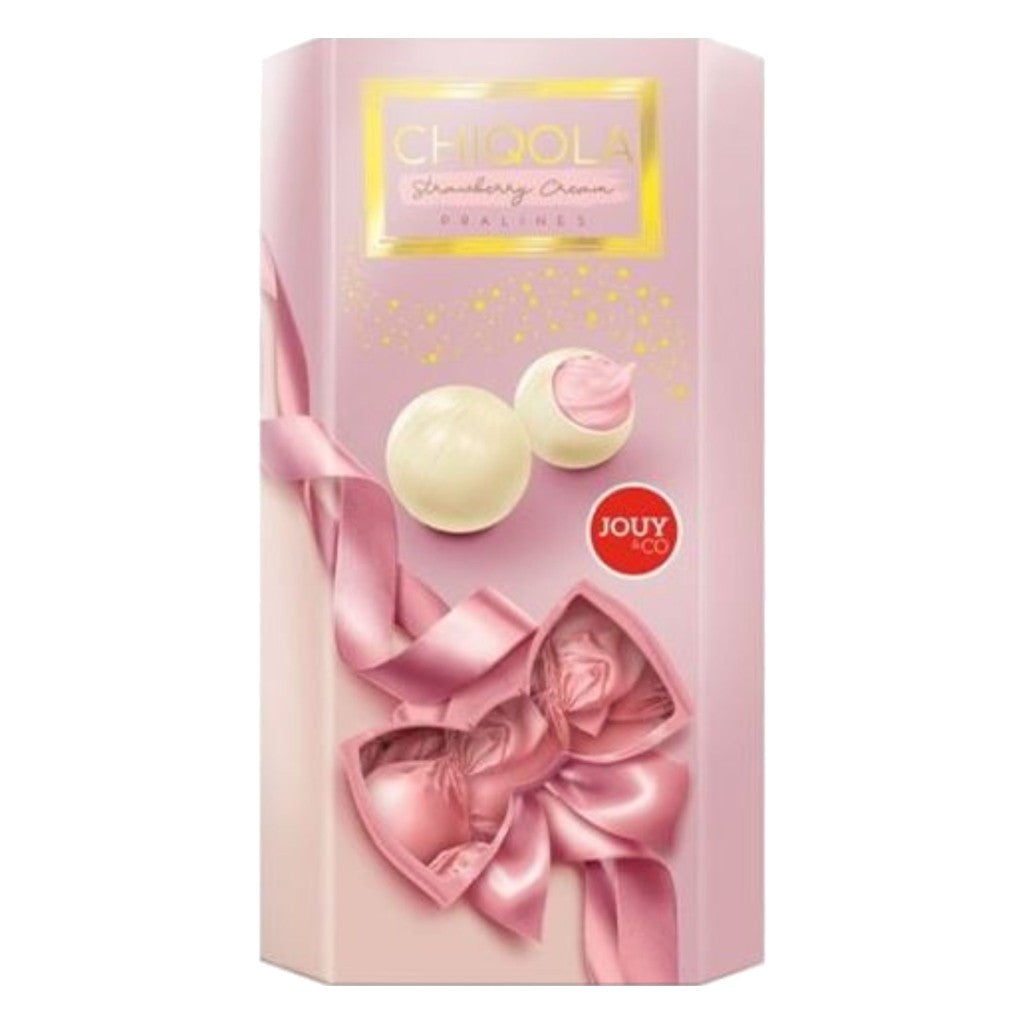 Bombons de Chocolate Branco com Recheio Sabor Morango 130g Chiqola