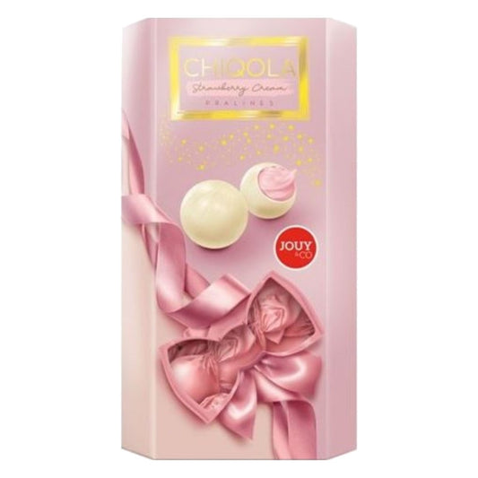 Bombons de Chocolate Branco com Recheio Sabor Morango 130g Chiqola