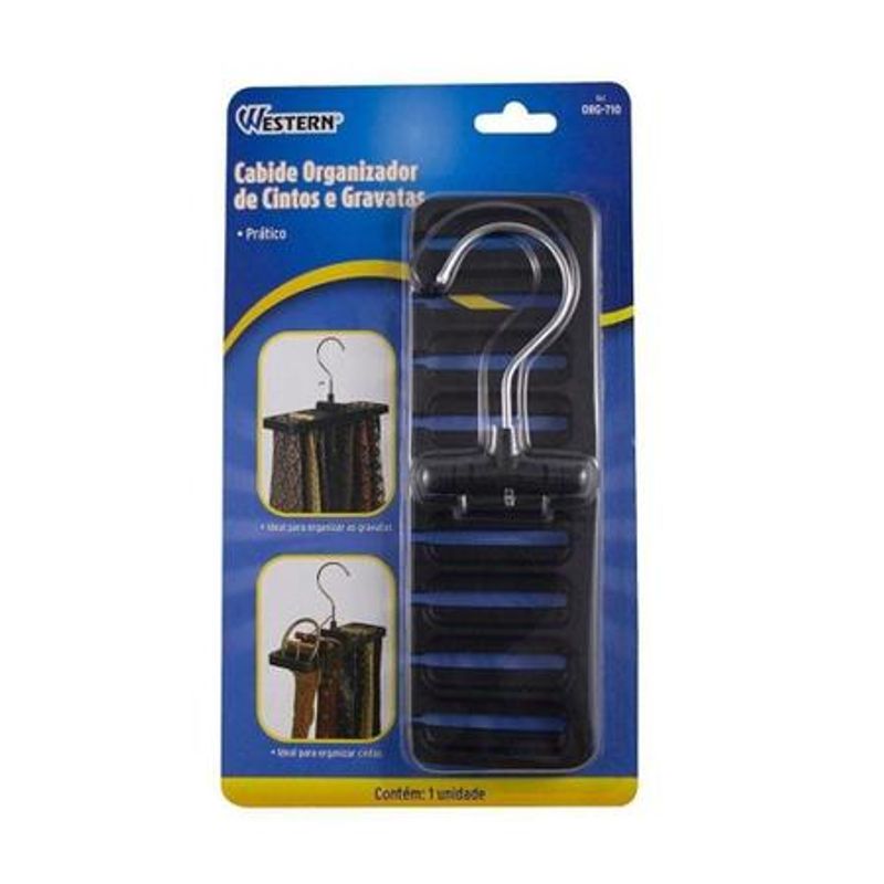 Cabide Organizador de Cintos e Gravatas 22x2,5x7,5cm