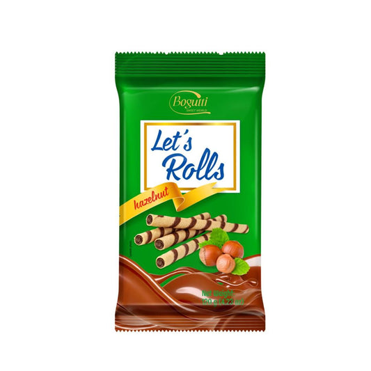 Canudos de Wafer Creme De Avela Lets Rolls 120g Bogutti