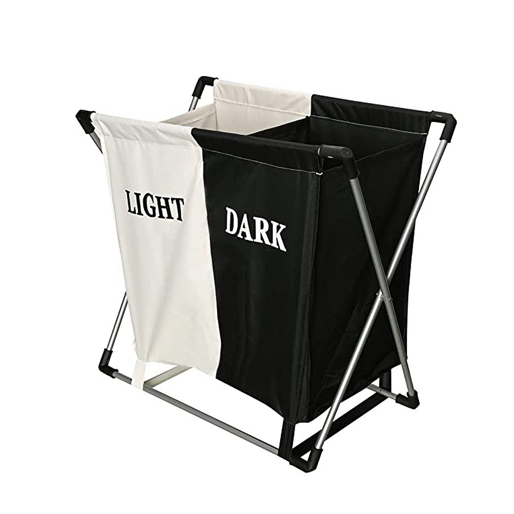 Cesto de Lavanderia Duplo Dobrável 60x35x55cm