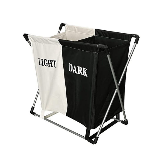 Cesto de Lavanderia Duplo Dobrável 60x35x55cm
