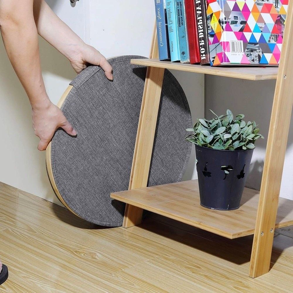 Cesto para Lavanderia CInza com Bambu 40cm