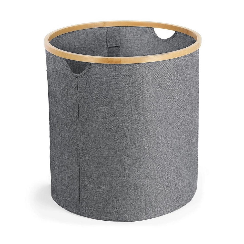 Cesto para Lavanderia CInza com Bambu 40cm