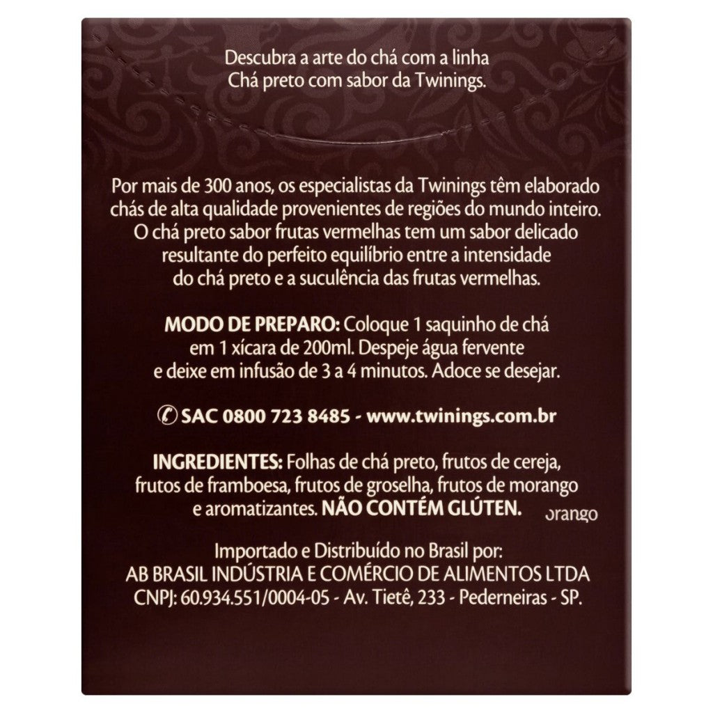 Chá Preto Sabor Frutas Vermelhas com 10 Sachês 20g Twinings