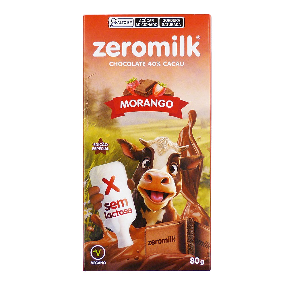 Chocolate 40% Cacau Sabor Morango 80g