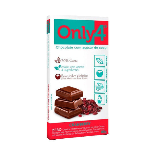 Chocolate 70% com Açúcar de Coco e Cranberry 80g