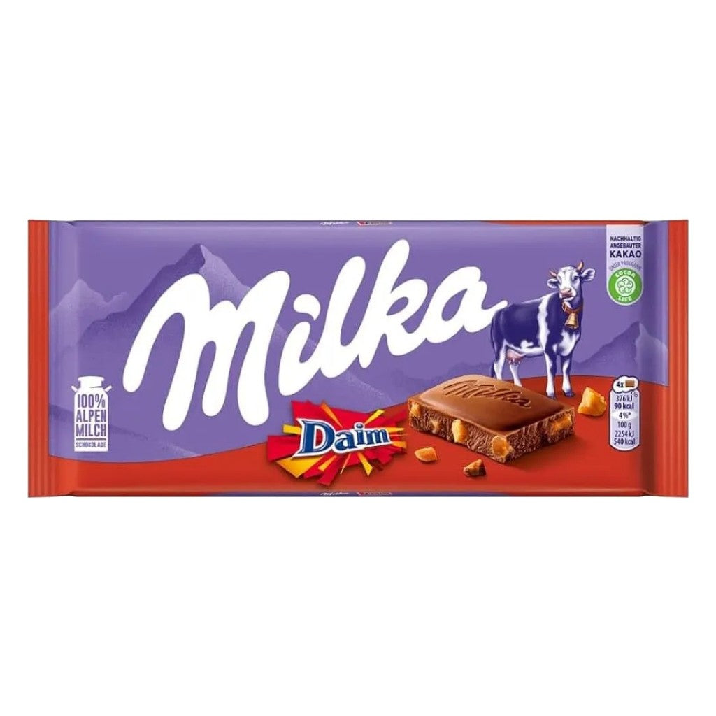 Chocolate ao Leite com Caramelo e Amêndoa Daim 100g Milka