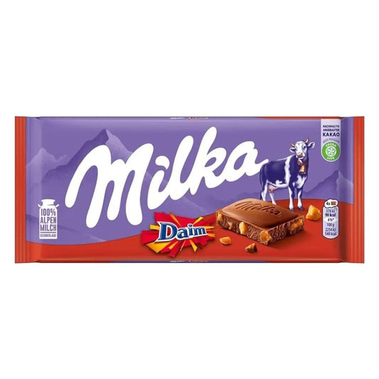 Chocolate ao Leite com Caramelo e Amêndoa Daim 100g Milka