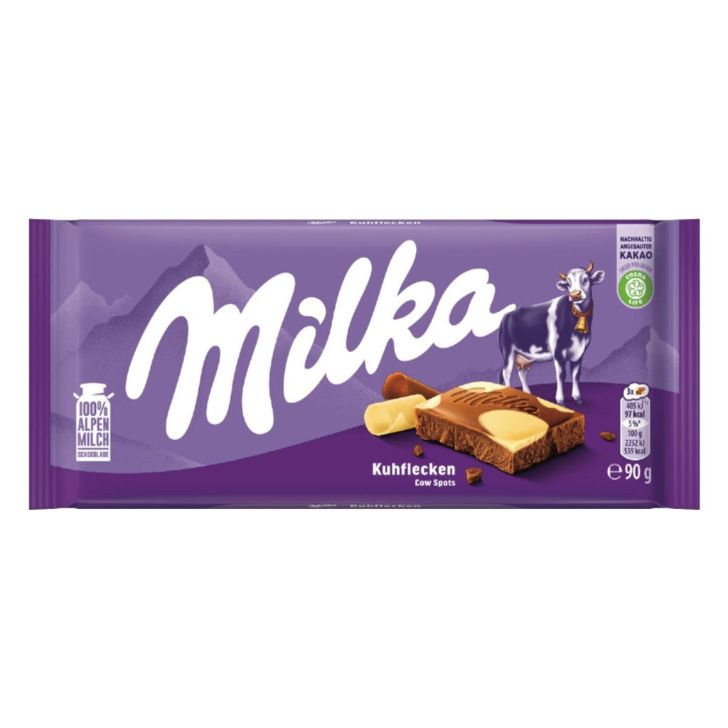 Chocolate ao Leite e Chocolate Branco Cow Spots 90g Milka