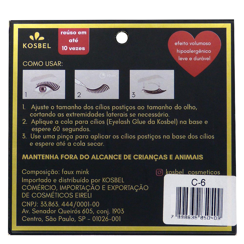 Cilios posticos love lash kosbel c-6