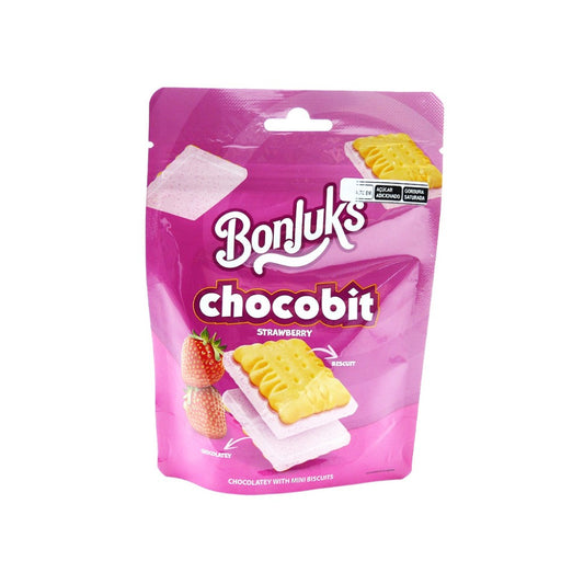 Mini Biscoito com Chocolate Sabor Morango 50g Bonjuks