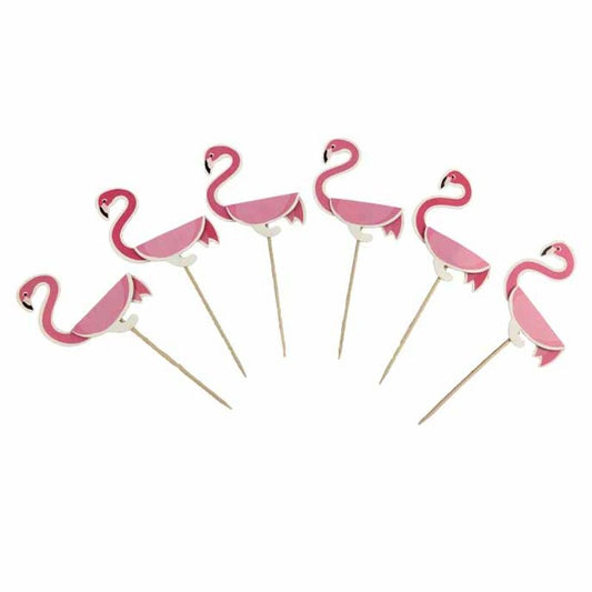 Enfeite Decorativo Topper Flamingo Com 6 Art Lille