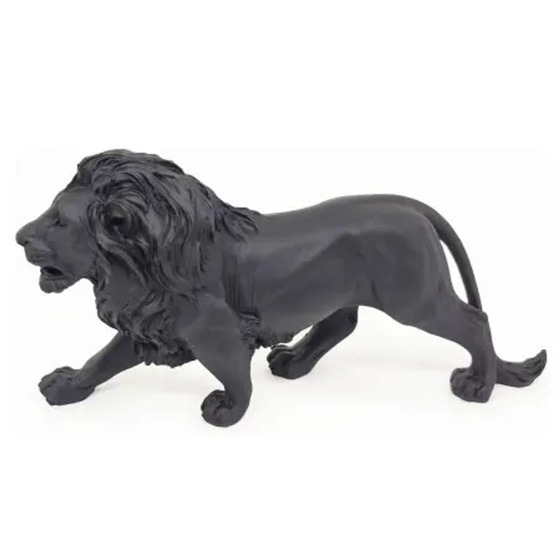 Enfeite de Resina Leão Preto 22x11cm