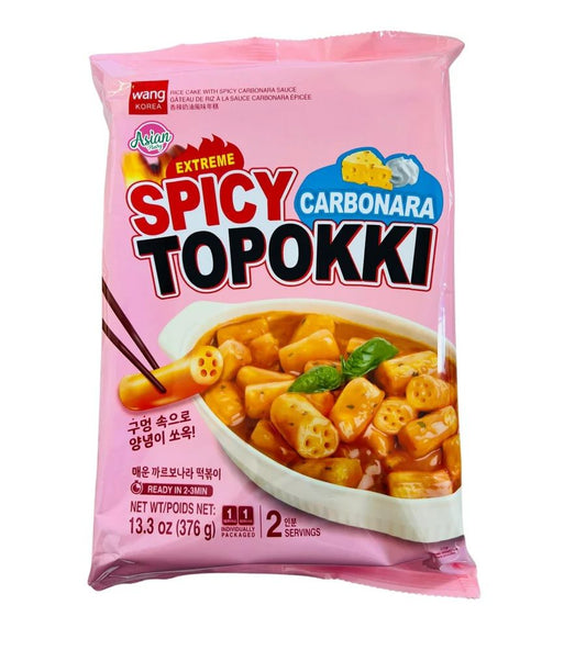 Massa de Arroz Picante Carbonara Topokki 376g Wang