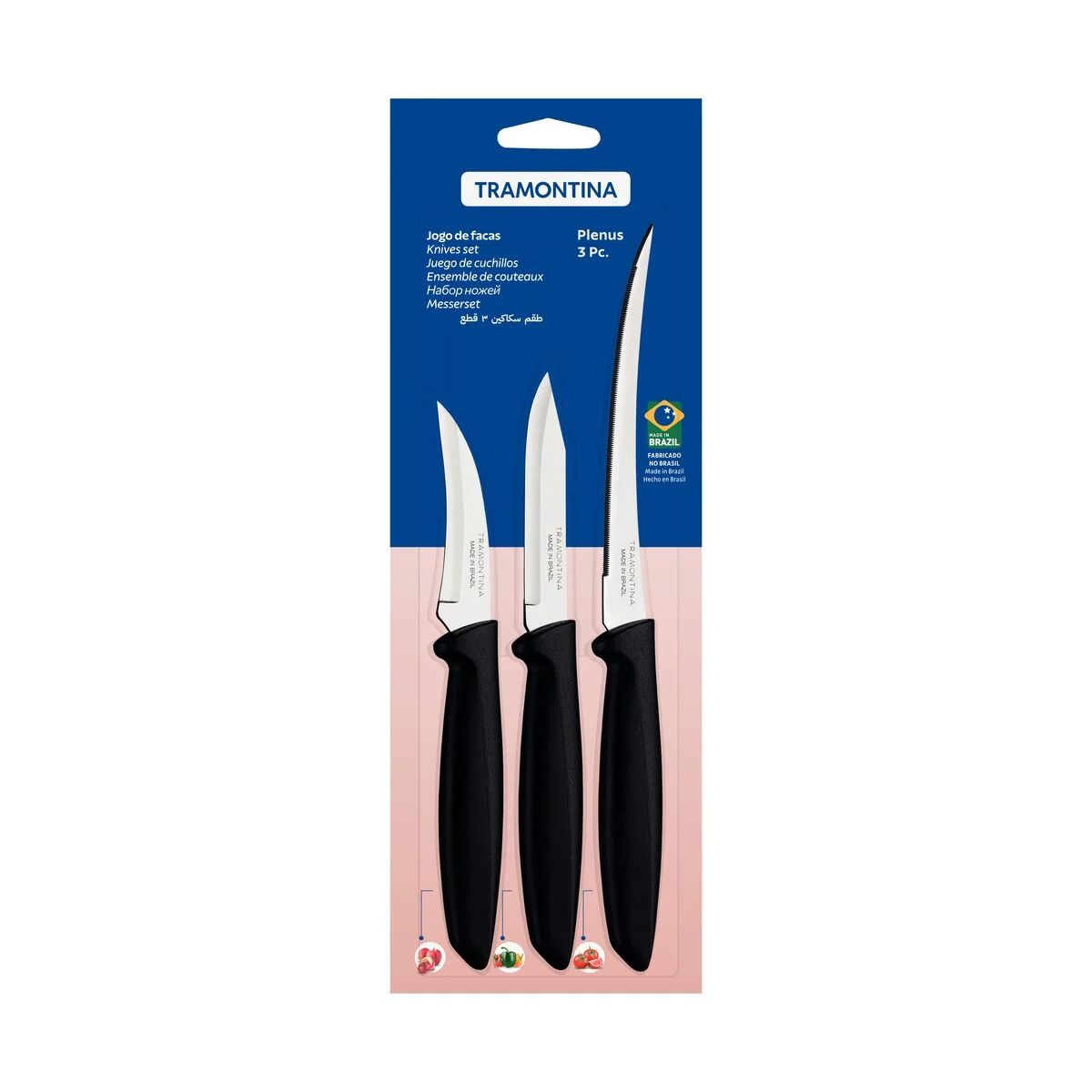 Faqueiro Plenus Preto 3 Peças