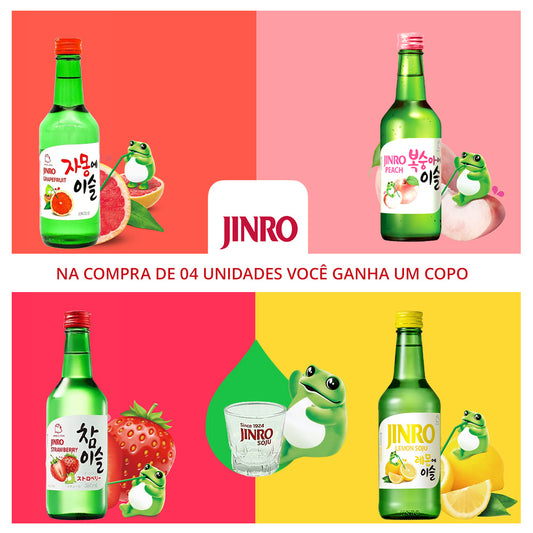 Kit com 4 Sojus Variados Jinro + 1 Copo Brinde