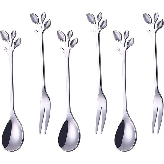 Jogo com 6 Talheres Inox Prata para Petisco