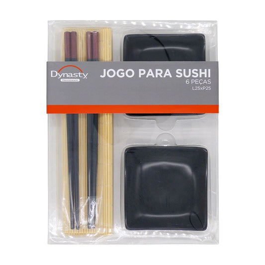 Jogo de 6 Peças para Sushi em Bambu