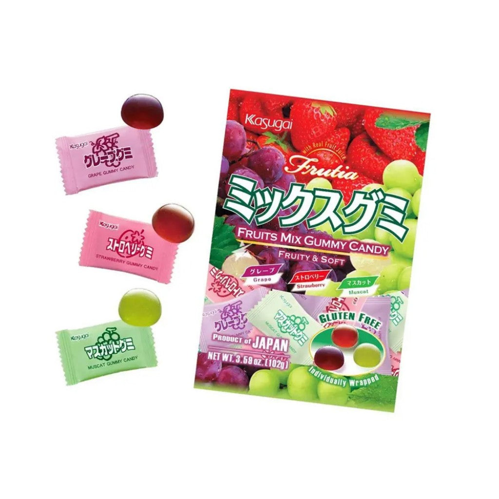 Bala de Goma Japonesa Mix de Frutas 102g Kasugai
