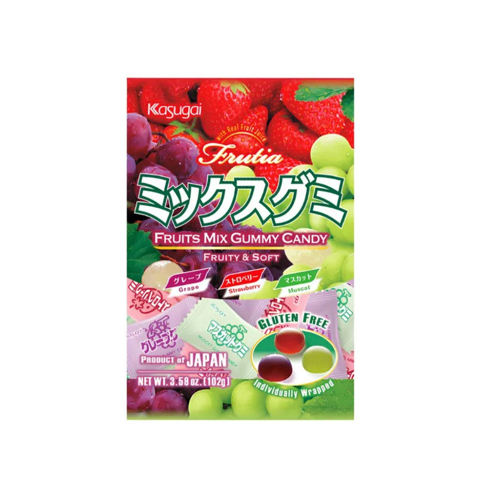 Bala de Goma Japonesa Mix de Frutas 102g Kasugai
