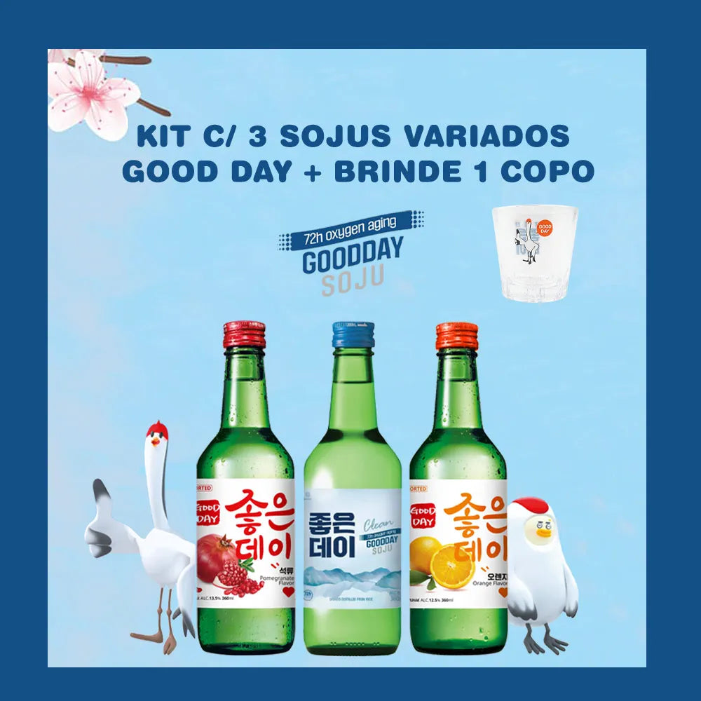 Kit com 3 Sojus Variados Good Day + Brinde 1 copo