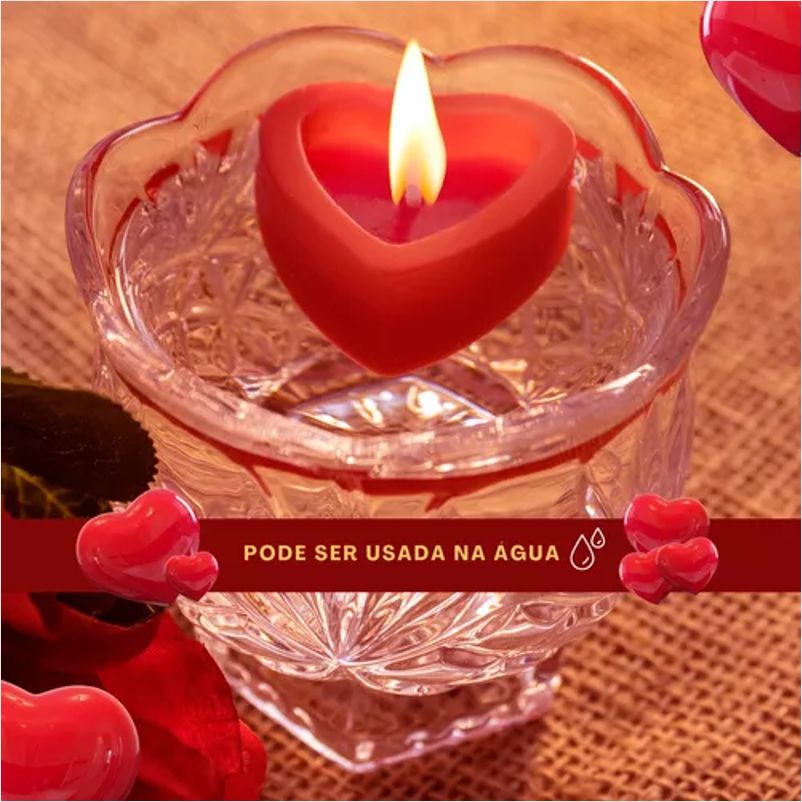 Kit com 6 Velas de Coração Pequeno Flutuante Vermelho Loja das Velas
