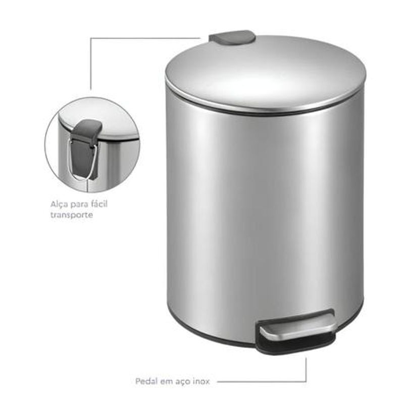 Lixeira de Aço Inox Slim 3L