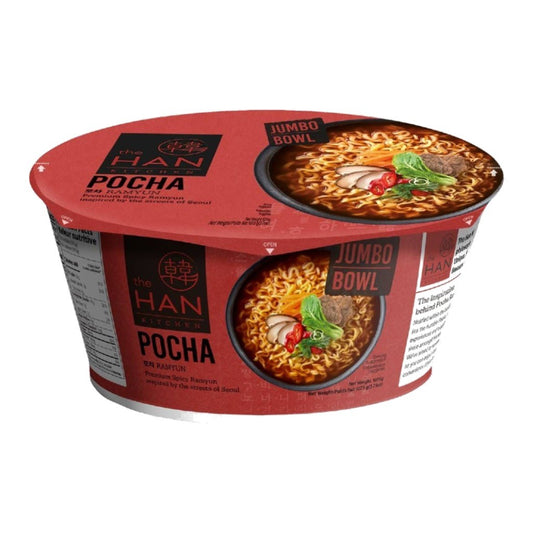 Macarrão Instantâneo Pocha Picante Sabor Carne e Vegetais Jumbo Bowl 107,5g The Han Kitchen