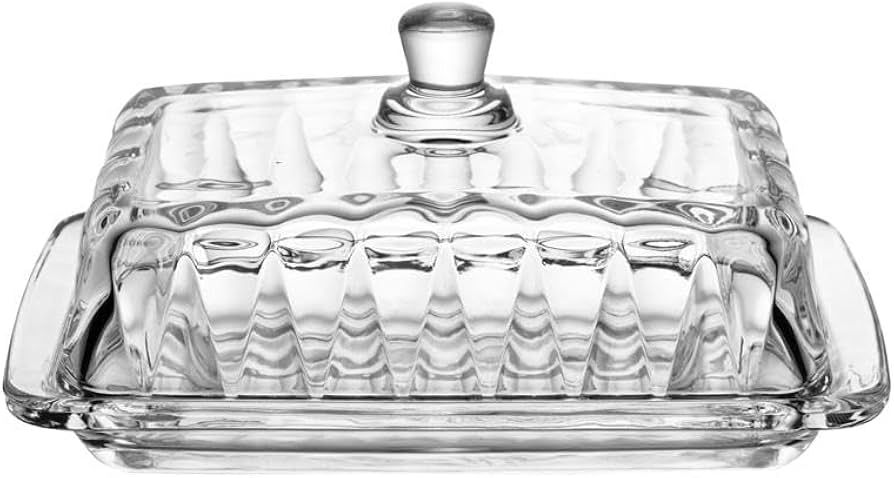 Manteigueira De Cristal Com Tampa Radial 18x10,5x8cm Lyor
