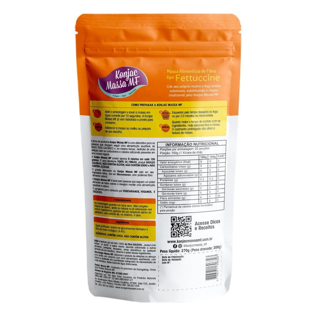 Massa Alimentícia de Fibra Konjac Tipo Fettuccine 270g Konjac Massa MF